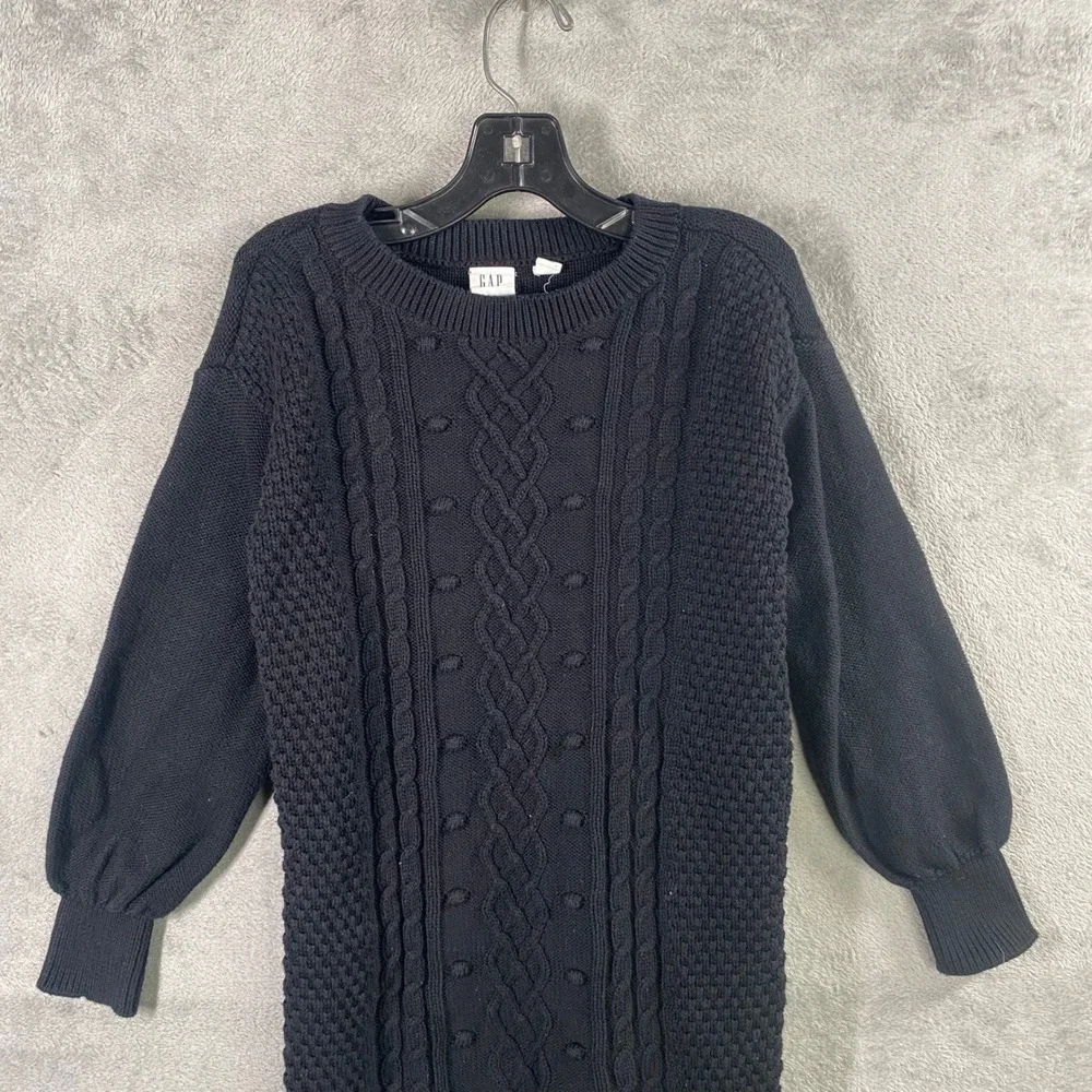 GAP Kids Black Cable Knit‎ Sweater Dress Size Small Fisherman Preppy Cozy